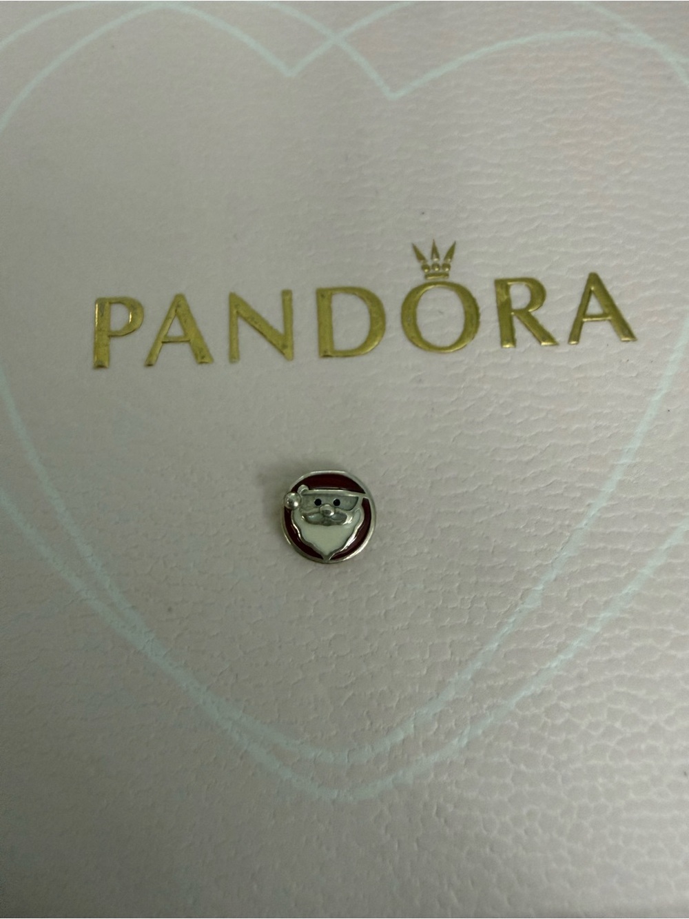 New Pandora Silver Santa Face tiny Charm - Red & Silver
